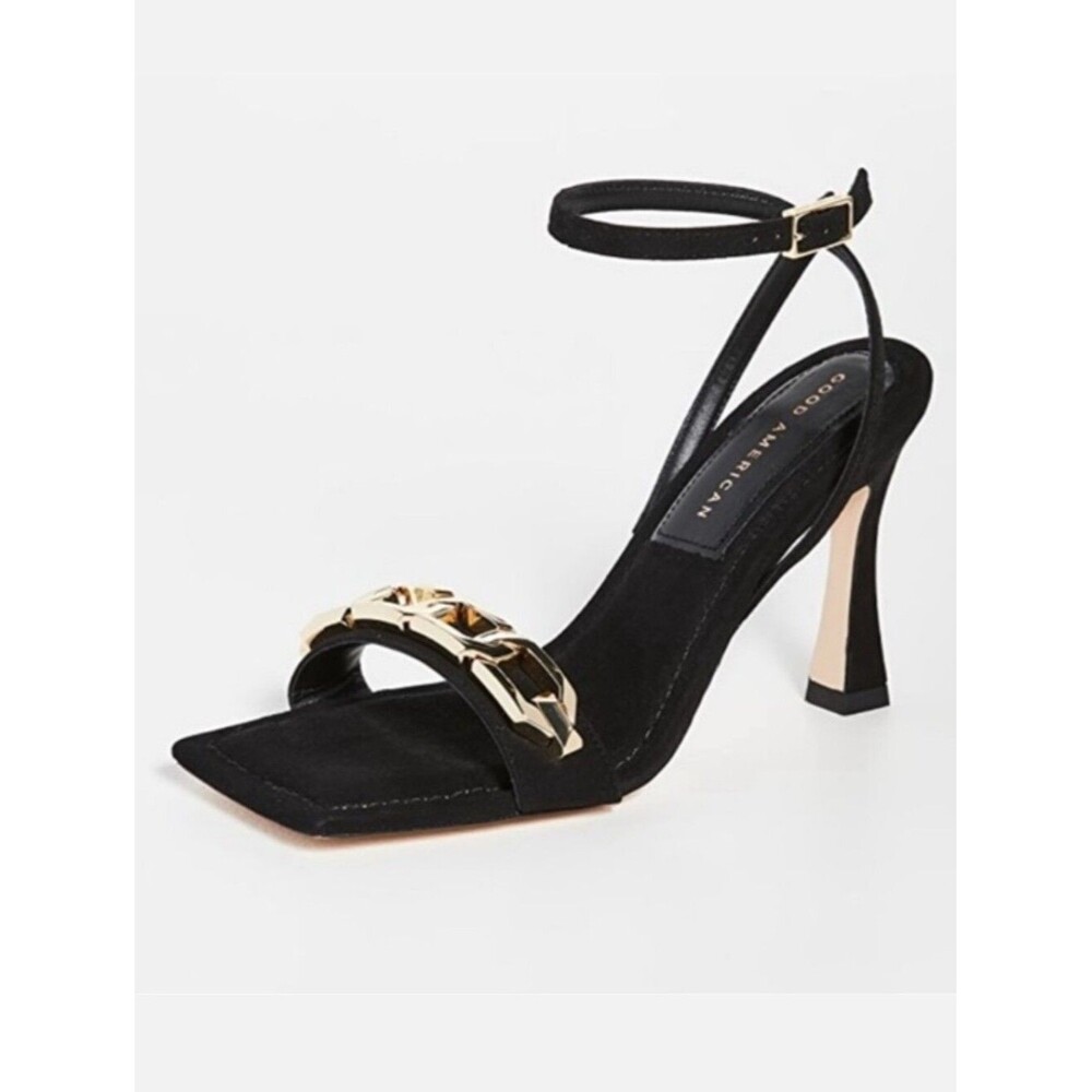 Good American Black Suede Chain Square Toe Size 11